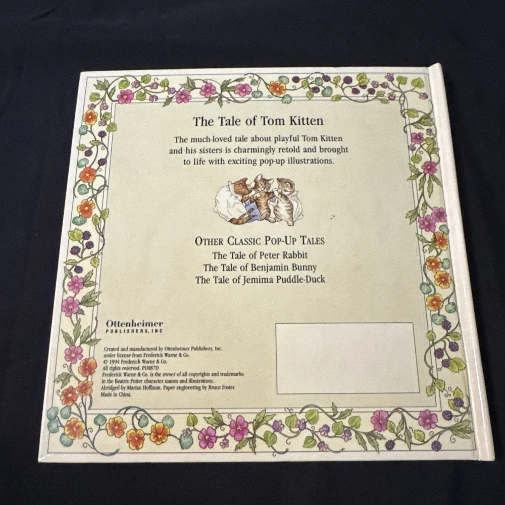 The Tale of Tom Kitten / A Pop Up Book /by Beatrix Potter / 1994 /